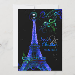 PixDezines Paris bei Nacht, Eiffelturm Einladung