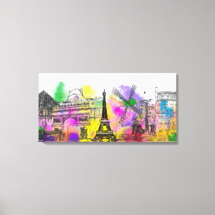 PixDezines Paris Farblauf, Eiffelturm Leinwanddruck