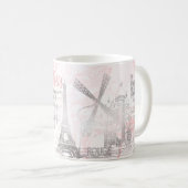 PixDezines PARIS in IMITATEN SILVER+PINK MARBLE Kaffeetasse (VorderseiteRechts)