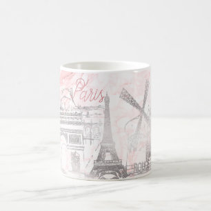 PixDezines PARIS in IMITATEN SILVER+PINK MARBLE Kaffeetasse