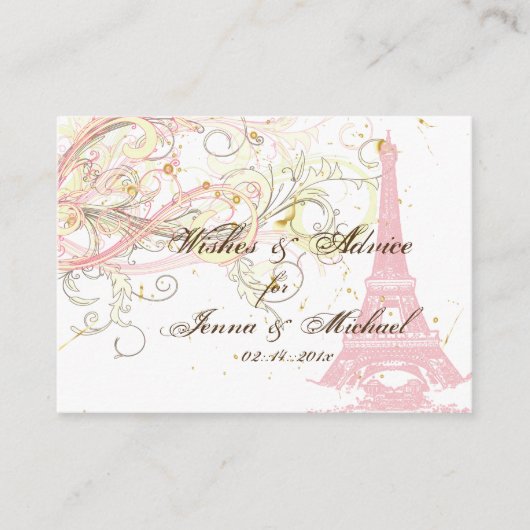 PixDezines PARIS PINK EIFFEL TOWER+WISHES+RAT Hinweiskarte (Vorderseite)