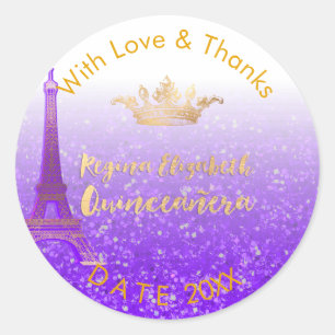 PixDezines Paris/Sweet 15/Gold Crown/DIY Vielen Da Runder Aufkleber