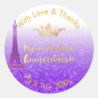 PixDezines Paris/Sweet 15/Gold Crown/DIY Vielen Da Runder Aufkleber