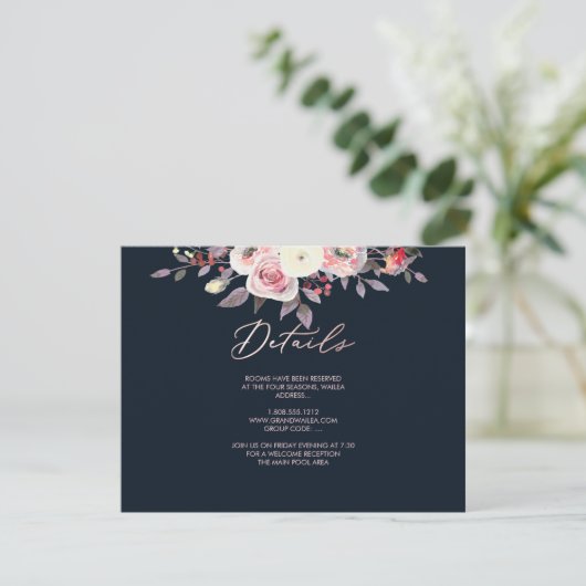 PixDezines PASTEL ROSE DETAILS KARTEN (Stehend Vorderseite)