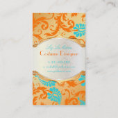 PixDezines-Pavo-Damast/Korallen+Aqua Visitenkarte (Rückseite)