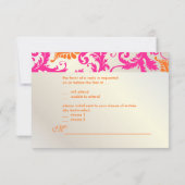 PixDezines-Pavo-Damast/Mandarine+pink RSVP Karte (Rückseite)
