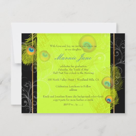 PixDezines Peacock, 2012 Graduation, diy backgroun Einladung (Rückseite)