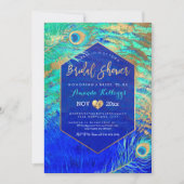 PixDezines Peacock Brautparty+Imitats Gold Einladung (Vorderseite)
