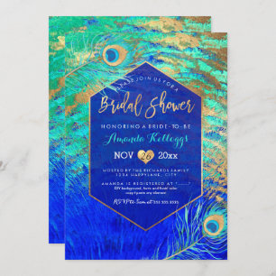 PixDezines Peacock Brautparty+Imitats Gold Einladung