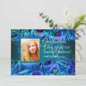 PixDezines Peacock Feather Abschluss Einladung (Stehend Vorderseite)