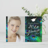 PixDezines Peacock Feather Abschluss Einladung (Stehend Vorderseite)