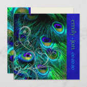 PixDezines PEACOCK FEATHER/AQUA/TURQUOISE Einladung (Vorne/Hinten)