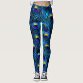 PixDezines Peacock Feather/Cobalt/Aqua Leggings (Vorderseite)