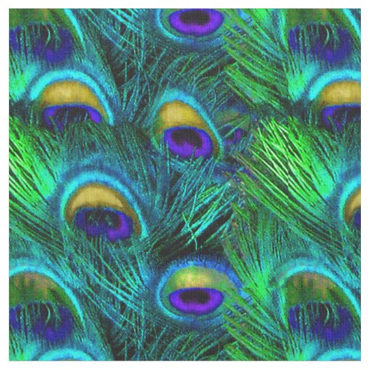 PixDezines Peacock Feather/Cobalt/Aqua Stoff (Nahaufnahme)