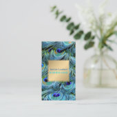 PixDezines Peacock Feather/Cobalt/Aqua Visitenkarte (Stehend Vorderseite)