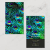 PixDezines PEACOCK FEATHER/COBALT/AQUA Visitenkarte (Vorne/Hinten)