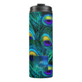 PixDezines Peacock Feather Cobalt Blue Thermosbecher (Vorderseite)