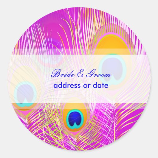 PixDezines Peacock Feather/dunkle Hintergrundfarbe Runder Aufkleber (Vorderseite)