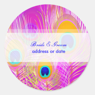 PixDezines Peacock Feather/dunkle Hintergrundfarbe Runder Aufkleber