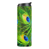 PixDezines Peacock Feather Electric Lime Green Thermosbecher (Nach links gedreht)