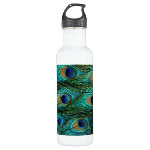 PixDezines Peacock Feather/Kobalt blau Edelstahlflasche