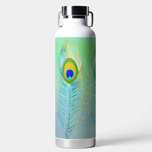 PixDezines Peacock Feather Trinkflasche (Vorderseite)