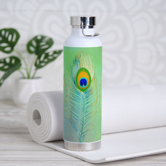 PixDezines Peacock Feather Trinkflasche (Yoga)