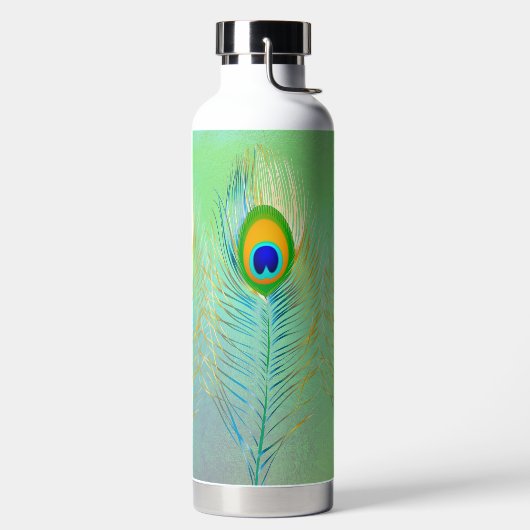 PixDezines Peacock Feather Trinkflasche (links)