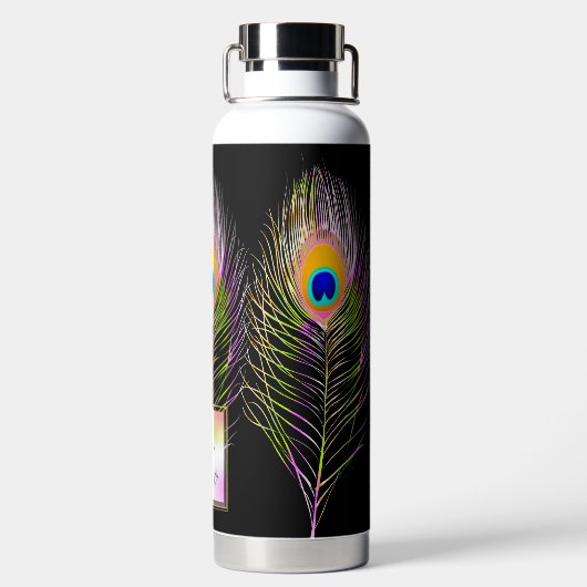 PixDezines Peacock Feather Trinkflasche (Rückseite)