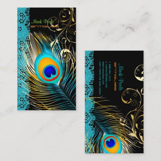 PixDezines Peacock+filigree+lace/diy Hintergrund Visitenkarte (Vorne/Hinten)