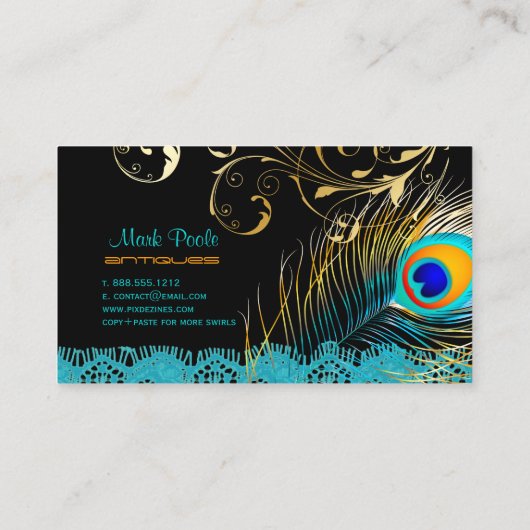 PixDezines Peacock+filigree+lace/diy Hintergrund Visitenkarte (Rückseite)