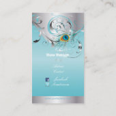 PixDezines peacock filigree+Wirbel/silber+blaues E Visitenkarte (Rückseite)