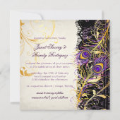 PixDezines peacock pizzazz, filigree+Wirbel+black  Einladung (Rückseite)