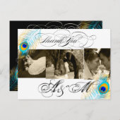 PixDezines Peacock Wedding Fotos Vielen Dank Postkarte (Vorne/Hinten)