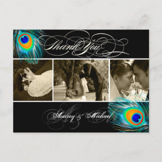 PixDezines Peacock Wedding Fotos Vielen Dank Postkarte