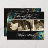 PixDezines Peacock Wedding Fotos Vielen Dank Postkarte (Vorne/Hinten)