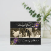 PixDezines Peacock Wedding Fotos Vielen Dank Postkarte (Stehend Vorderseite)