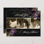 PixDezines Peacock Wedding Fotos Vielen Dank Postkarte (Vorne/Hinten)