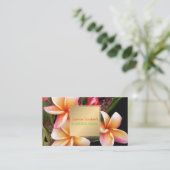 PixDezines PENANG PEACH PLUMERIAS Visitenkarte (Stehend Vorderseite)