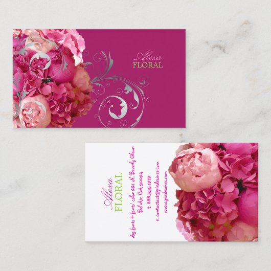 PixDezines Peonies/Hydrangeas/DIY-Hintergrund Visitenkarte (Vorne/Hinten)
