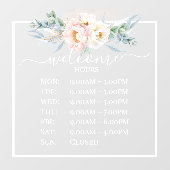 PixDezines Peonies Willkommen Geschäftszeiten Fensteraufkleber (Blatt)