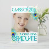 PixDezines Pfau, Abschluss-Deck Einladung (Stehend Vorderseite)