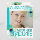 PixDezines Pfau, Abschluss-Deck Einladung (Vorne/Hinten)