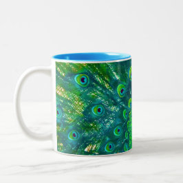PixDezines Pfau/aquamarin/Aquablau Zweifarbige Tasse