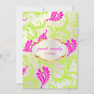 PixDezines Pfau Damast Einladung