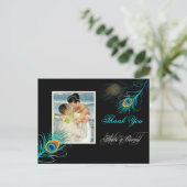 PixDezines Pfau danke Ihnen/DIY Hintergrundfarbe Postkarte (Stehend Vorderseite)