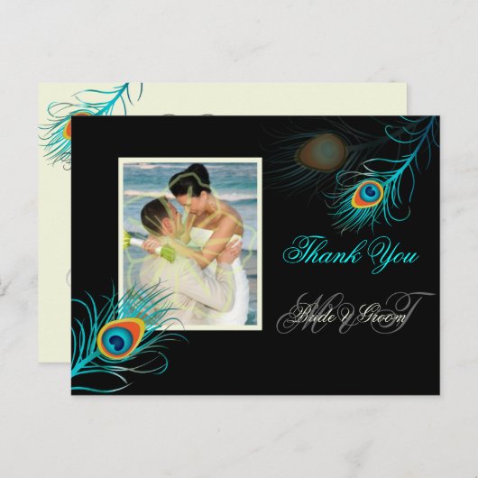 PixDezines Pfau danke Ihnen/DIY Hintergrundfarbe Postkarte (Vorne/Hinten)