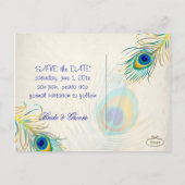 PixDezines Pfau/DIY-Ereignis+Hintergrundfarbe Ankündigungspostkarte (Rückseite)