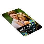 PixDezines Pfau Foto rett Datum/DIY-Farbe+Schrifta Magnet (Rechte Seite)