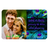 PixDezines Pfau Foto rett Datum/DIY-Schriftart Magnet (Horizontal)